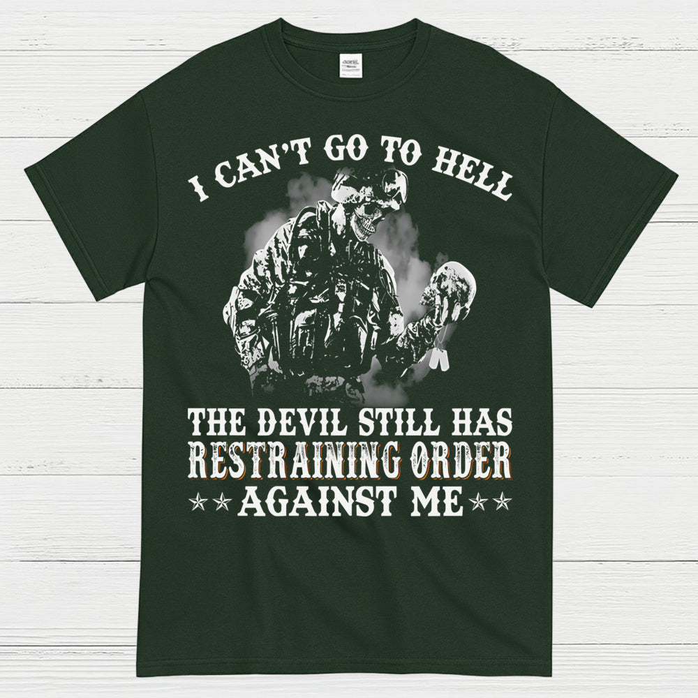 Devil Restraining Order Veteran Funny T-Shirt