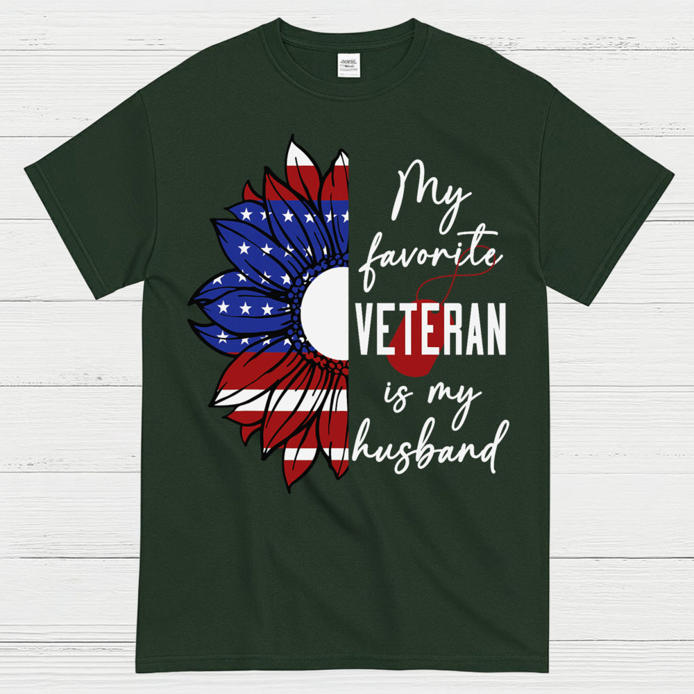 My Favorite Veteran Is My Husband Patriotic T-Shirt
