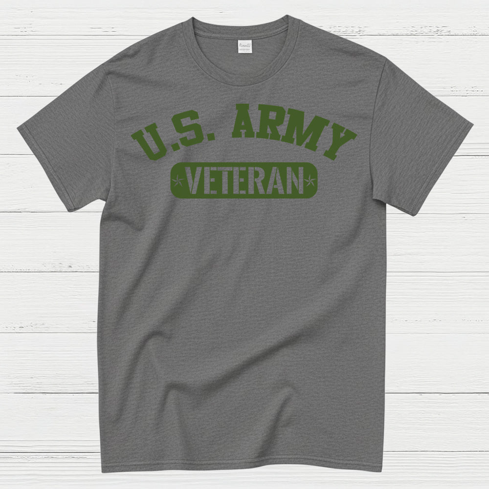 U.S. Army Veteran Military Green Text T-Shirt