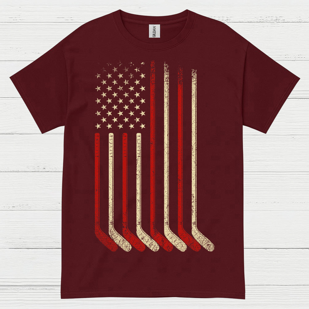 American Flag Hockey Sticks T-Shirt