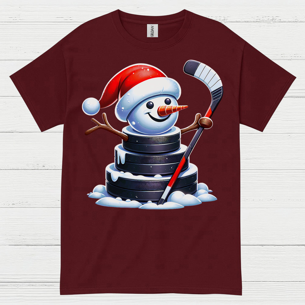 Christmas Snowman Hockey Puck T Shirt