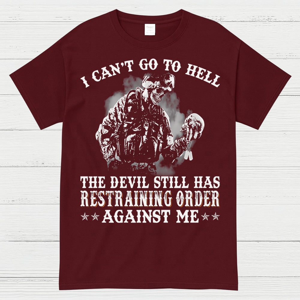 Devil Restraining Order Veteran Funny T-Shirt