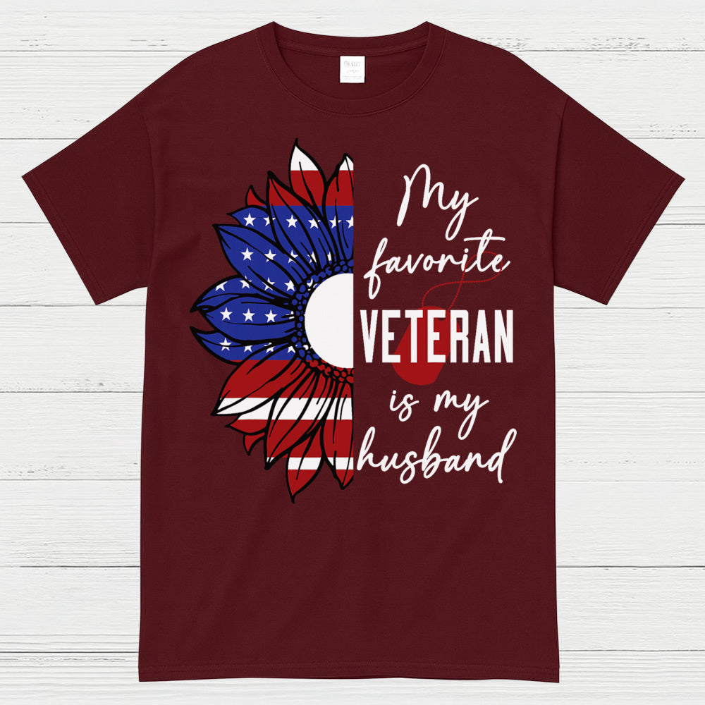 My Favorite Veteran Is My Husband Patriotic T-Shirt