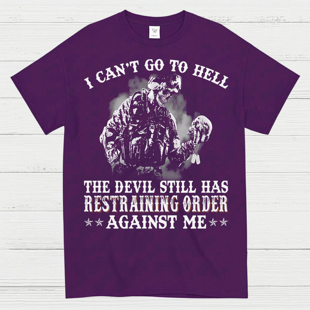 Devil Restraining Order Veteran Funny T-Shirt