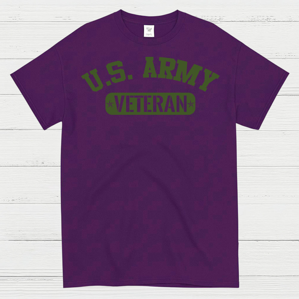 U.S. Army Veteran Military Green Text T-Shirt