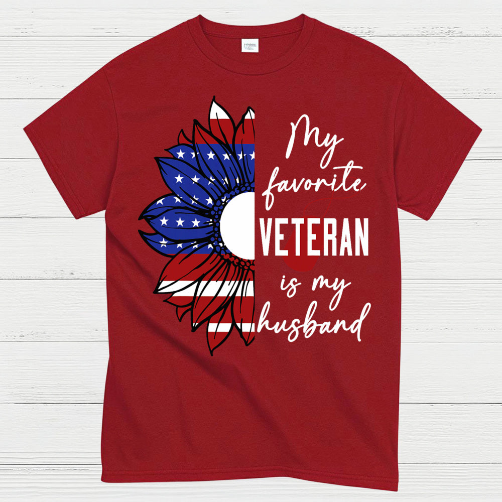 My Favorite Veteran Is My Husband Patriotic T-Shirt