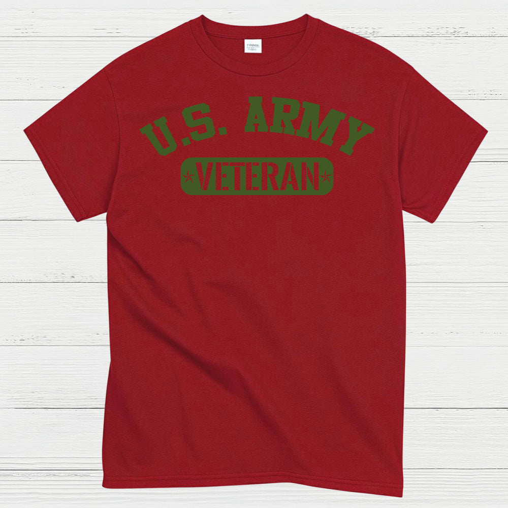 U.S. Army Veteran Military Green Text T-Shirt