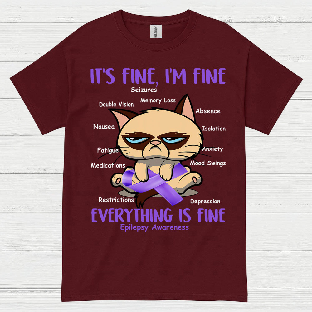 Its Fine Im Fine Epilepsy Cat T Shirt