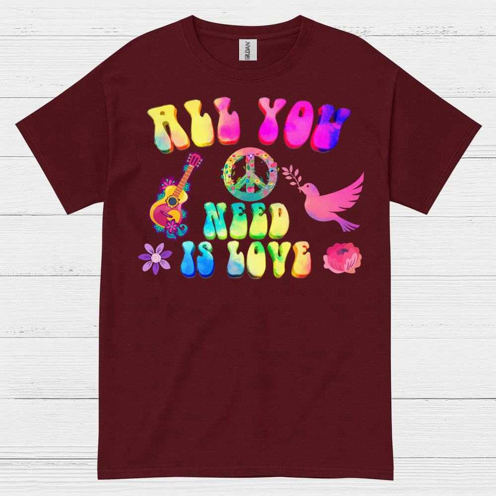 All You Need Is Love Retro Hippie T Shirt