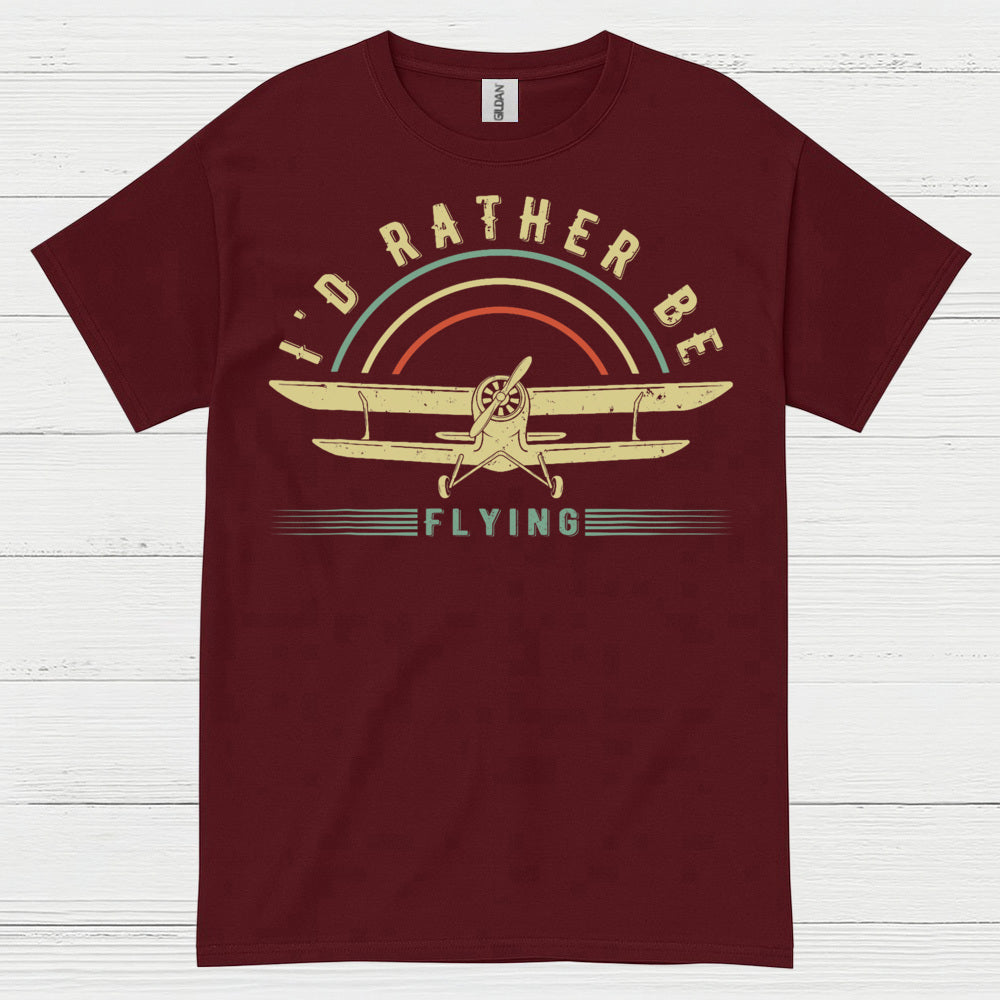 I'd Rather Be Flying Retro Pilot T Shirt