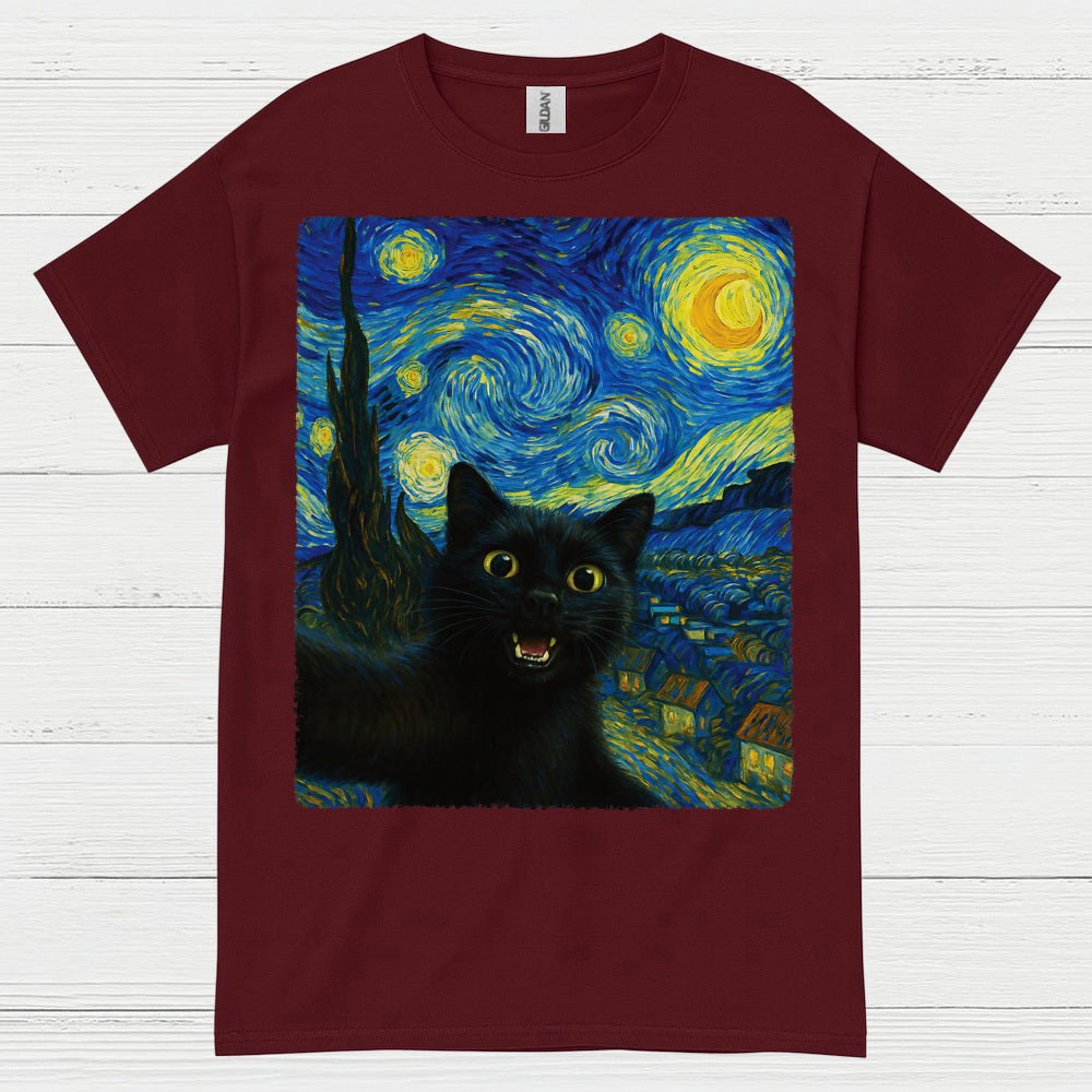 Playful Black Cat Art T Shirt