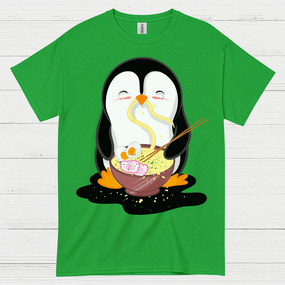 Cute Penguin Eating Ramen Graphic T Shirt
