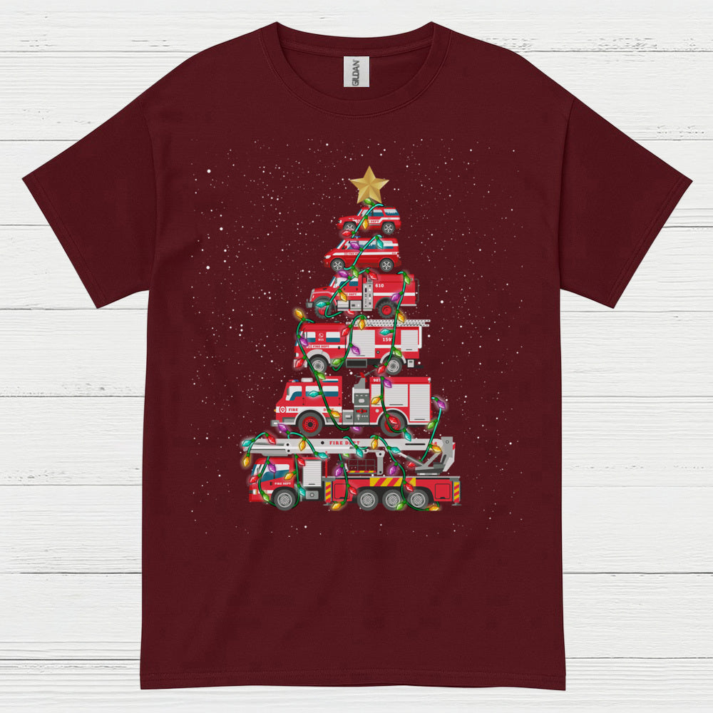 Fire Truck Christmas Tree Firefighter T Shirt