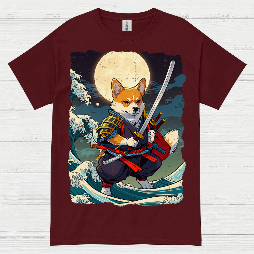 Samurai Corgi Warrior Art T Shirt