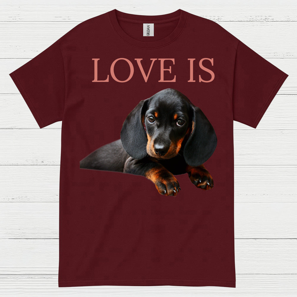 Love Is Black And Tan Dachshund Puppy T Shirt