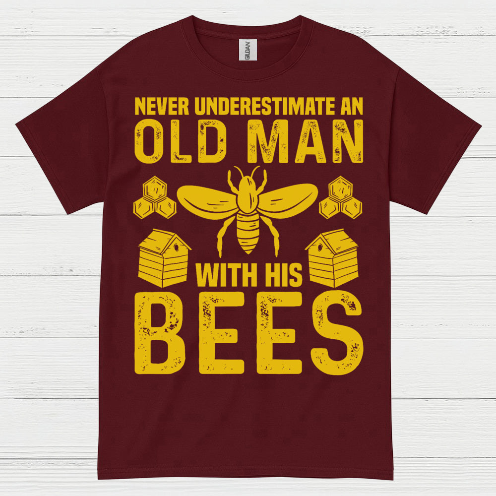 Never Underestimate An Old Man Bees T Shirt