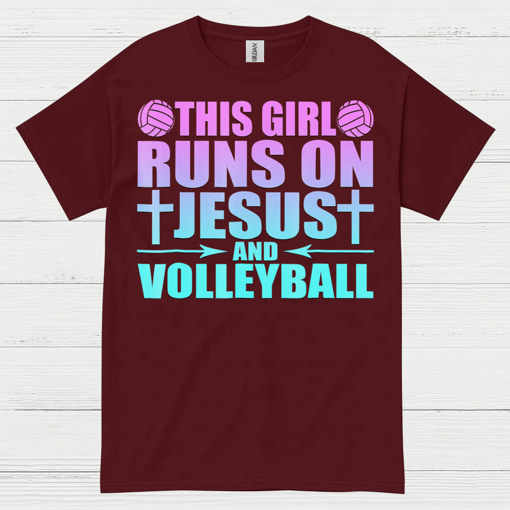 This Girl Runs On Jesus And Volleyball T Shirt