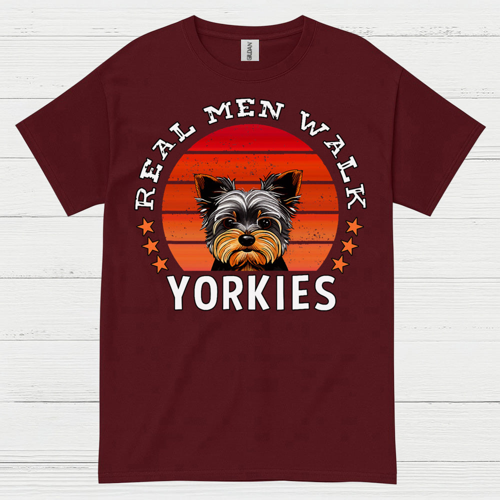 Real Men Walk Yorkies Funny Dog Dad T Shirt