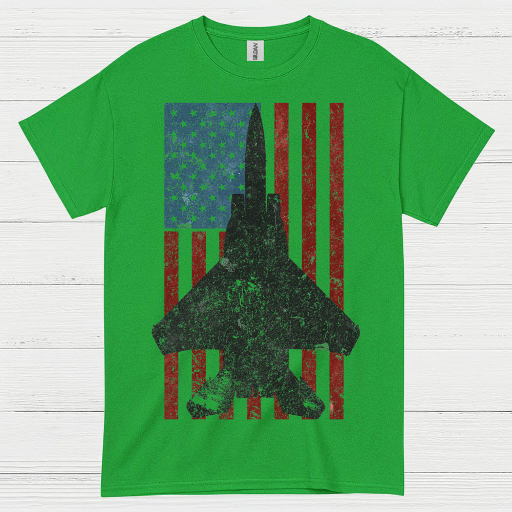 American Fighter Jet Patriotic Flag Veteran T Shirt