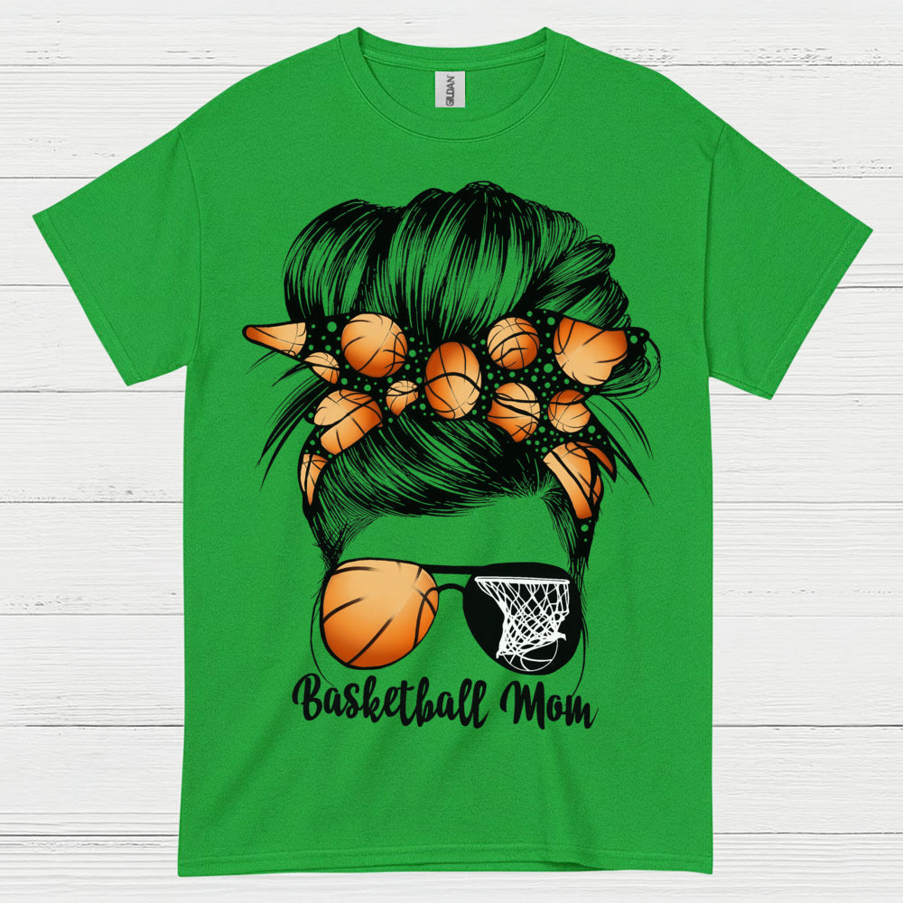 Basketball Mom Messy Bun Sunglasses T Shirt