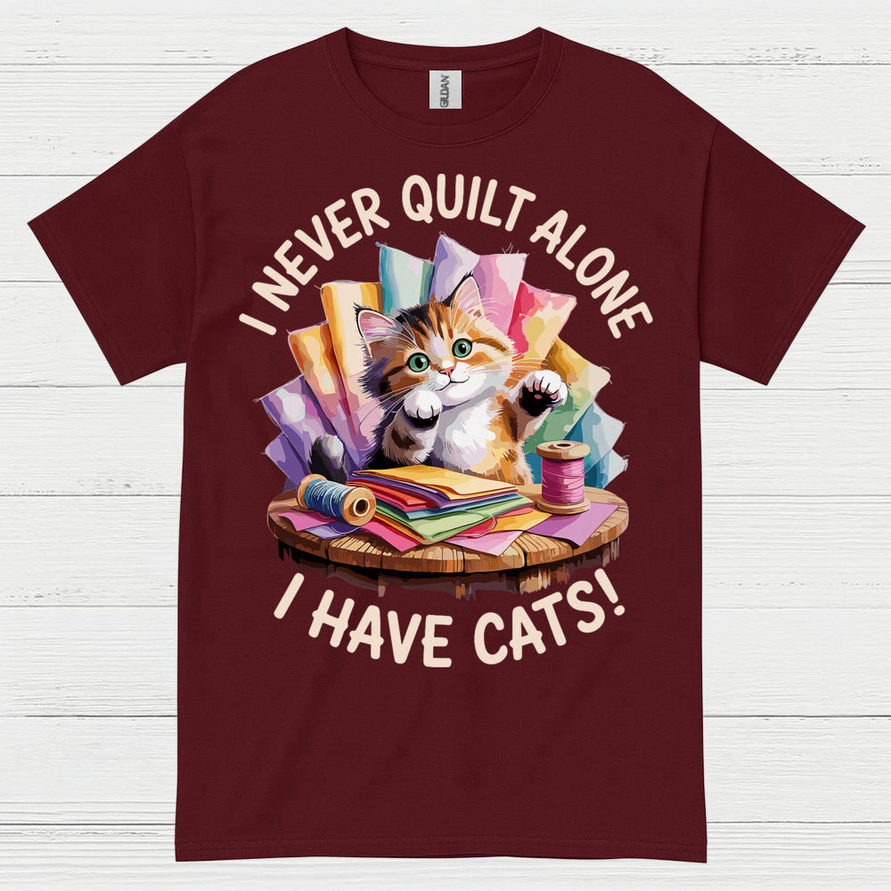 Quilting With Cats Humor T Shirt