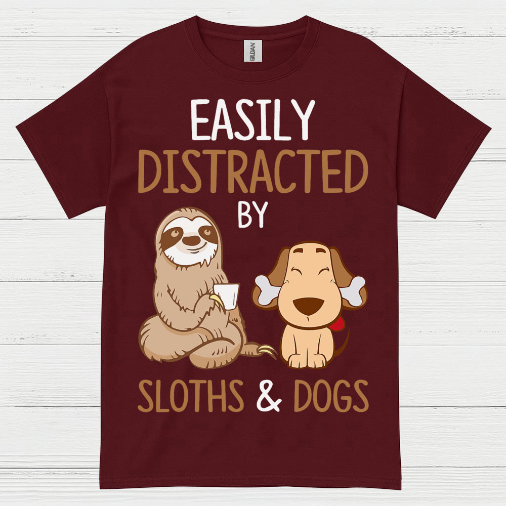 Easily Distracted Sloths And Dogs T Shirt