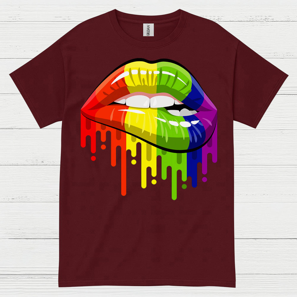 Rainbow Dripping Lips Pride T Shirt