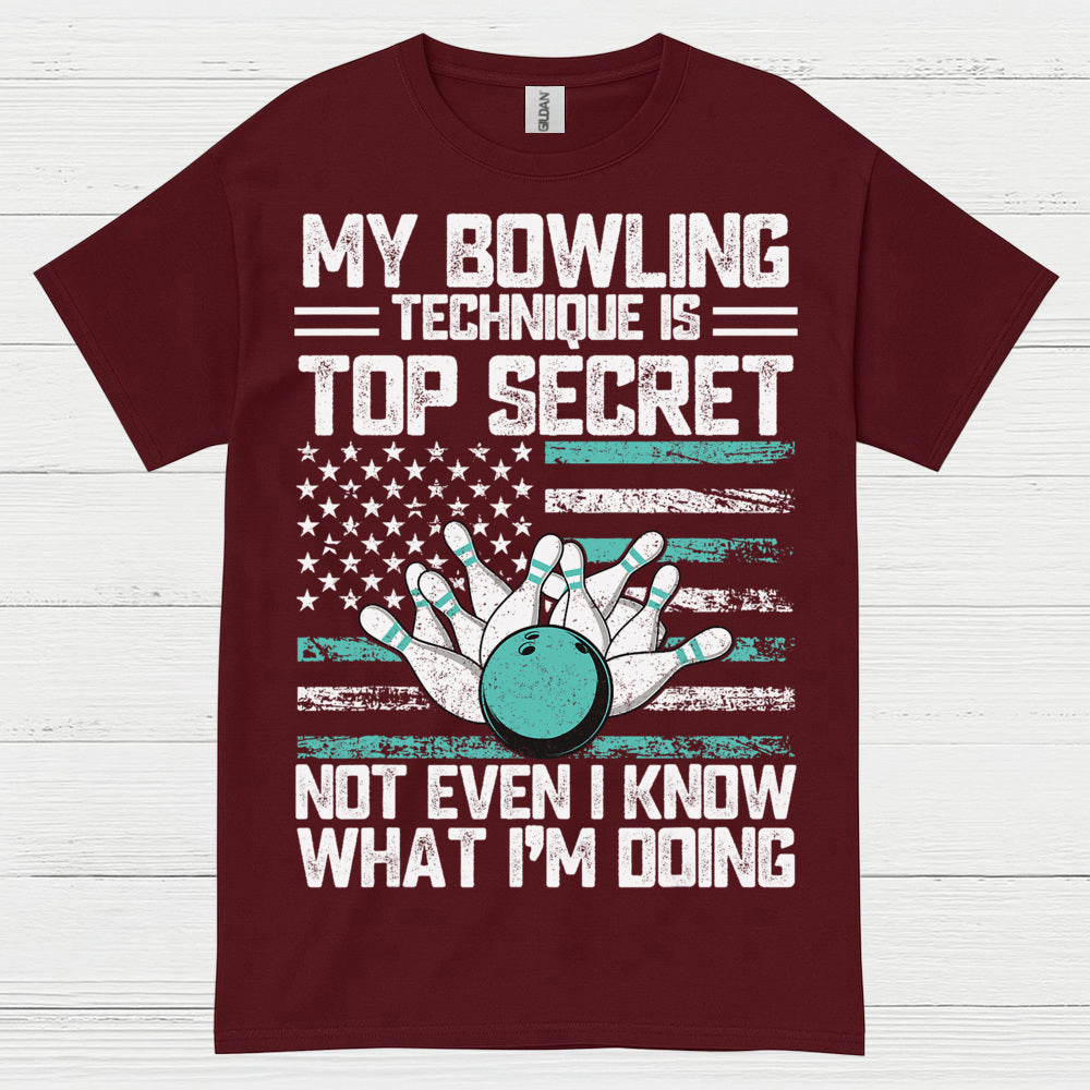 Top Secret Bowling American Flag T Shirt