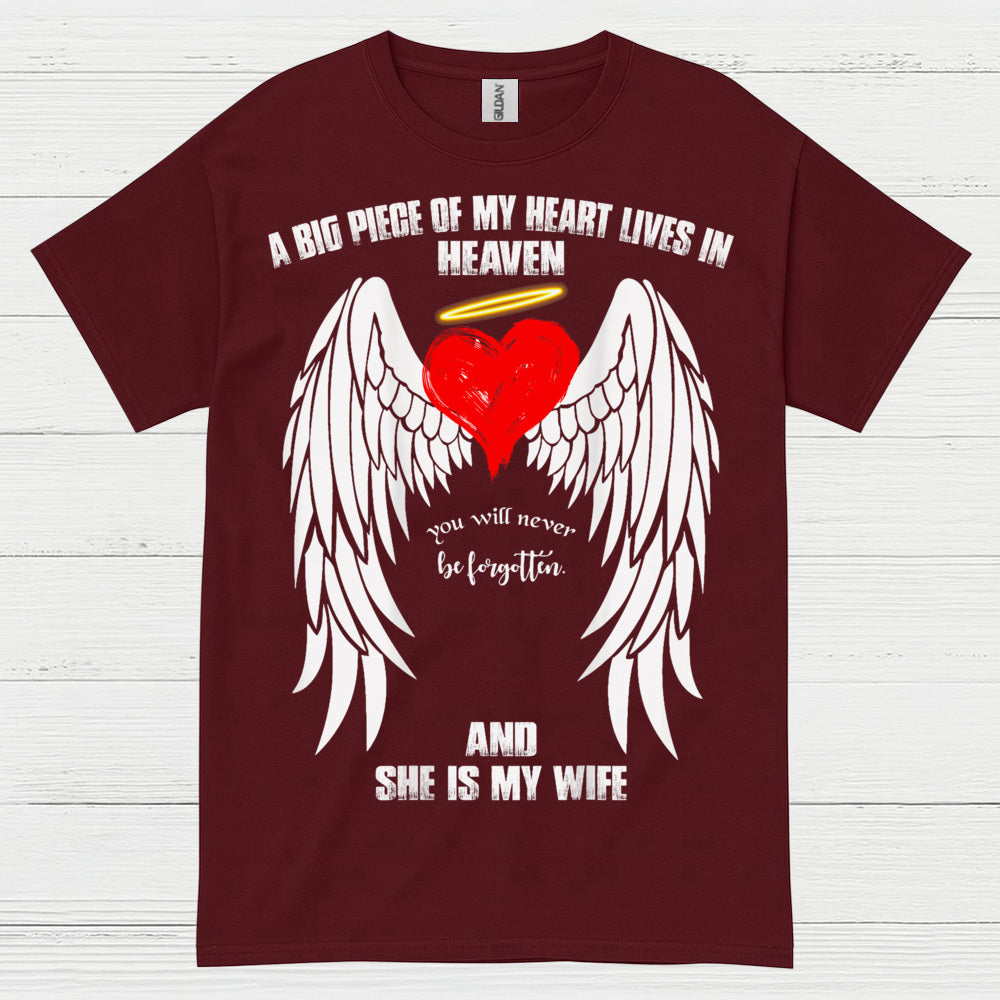 A Big Piece Of My Heart Lives In Heaven And She Is My Wife T Shirt
