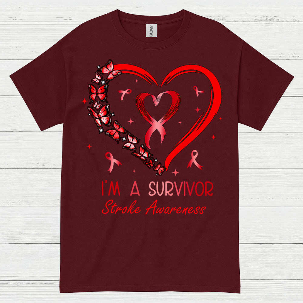 Proud Stroke Survivor Awareness Heart T Shirt