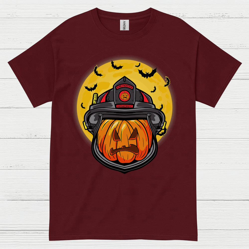Firefighter Pumpkin Helmet Halloween T Shirt
