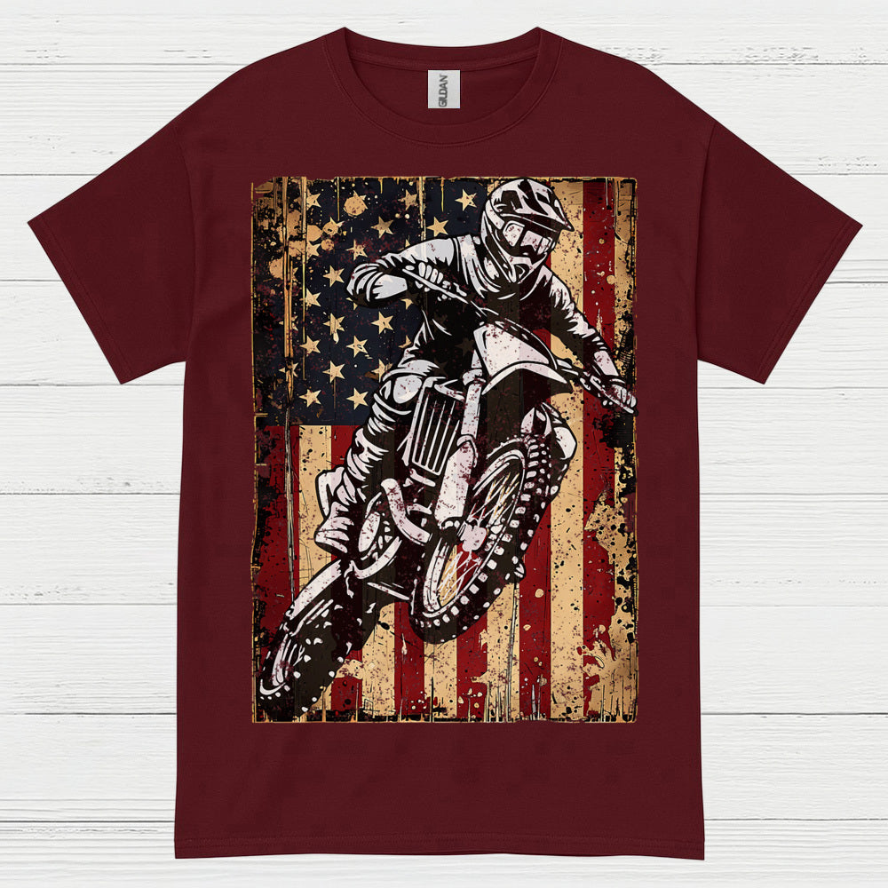 American Flag Motocross Rider Vintage T Shirt