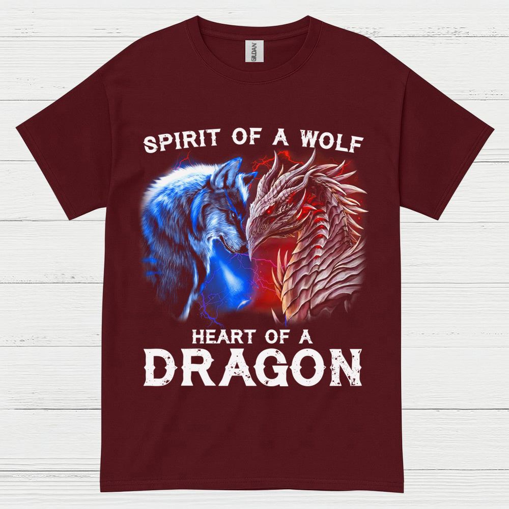 Spirit Of A Wolf Heart Of A Dragon T Shirt