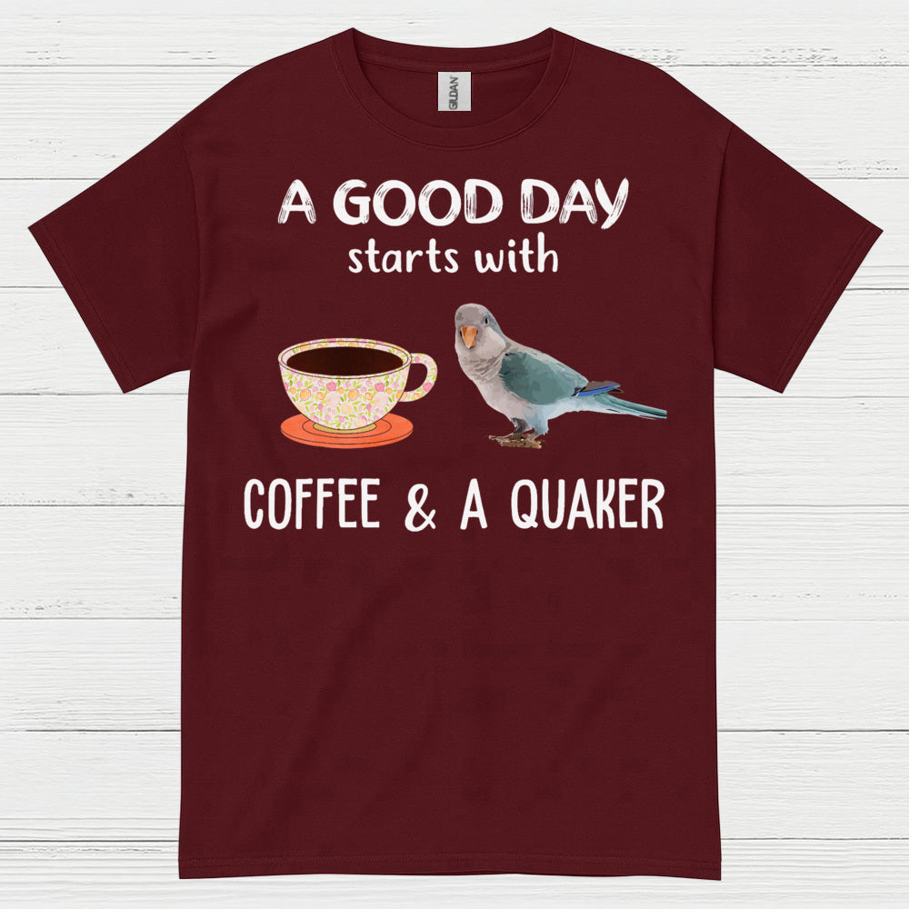 Coffee And A Quaker Funny Parrot T Shirt