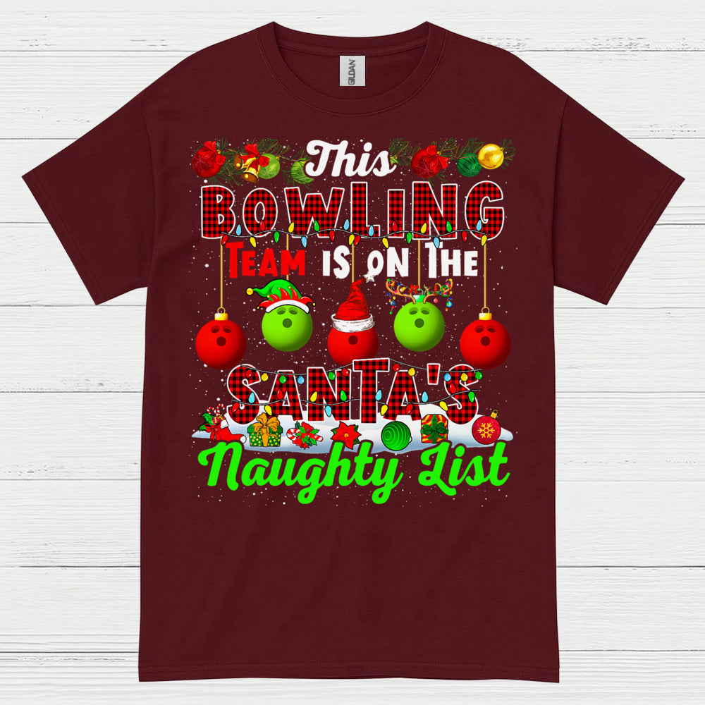 Bowling Team Naughty List Christmas T Shirt