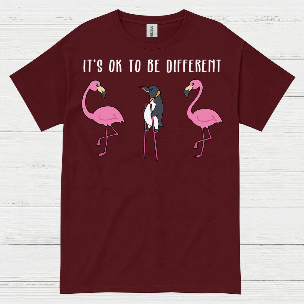 It’s Ok To Be Different Penguin Quote T Shirt