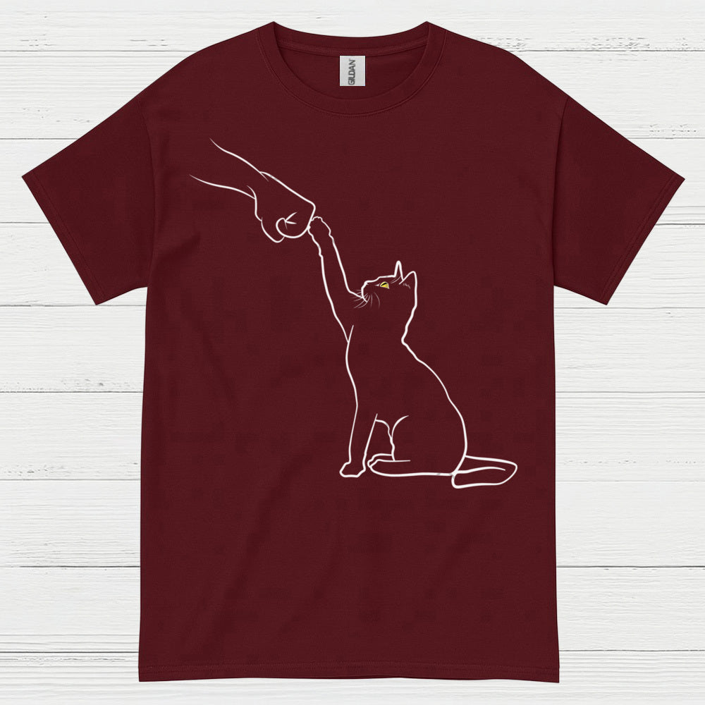 Cat High Five Minimal Line Art T Shirt