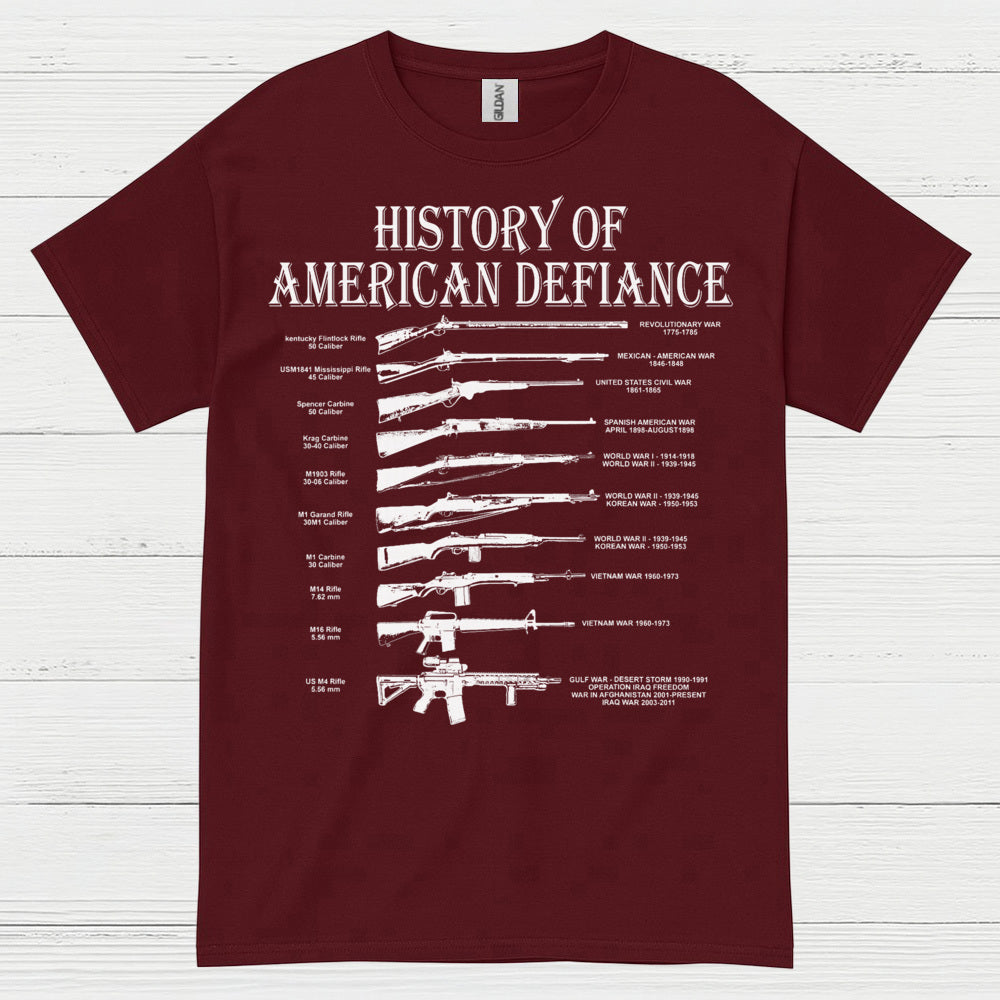 History Of American Defiance Patriotic Gun T Shirt