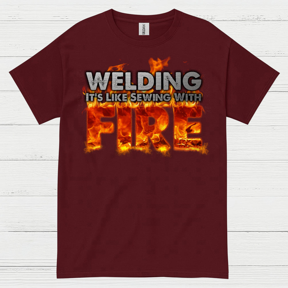 Welding Sewing With Fire T Shirt