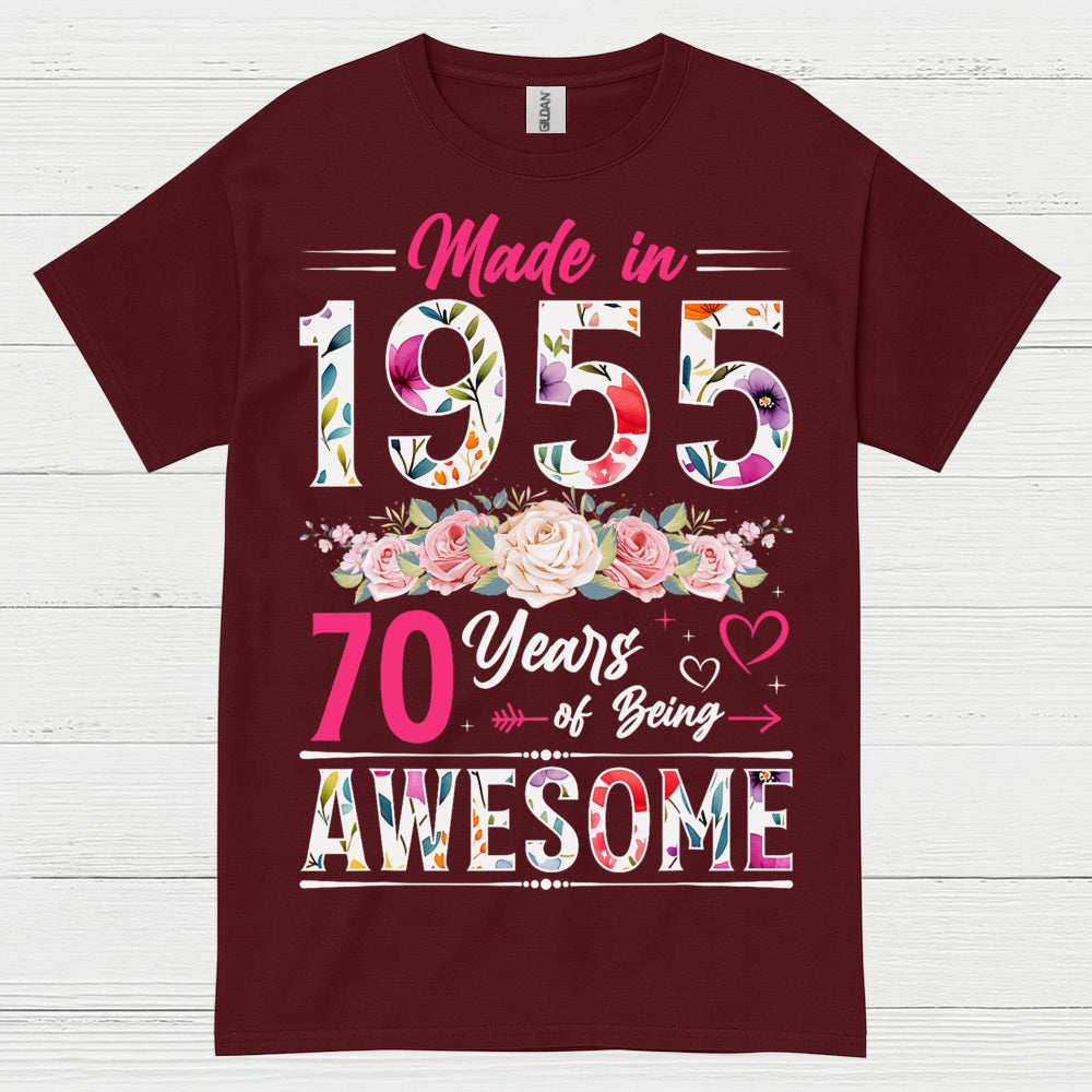 Made in 1955 70 Years Awesome T Shirt