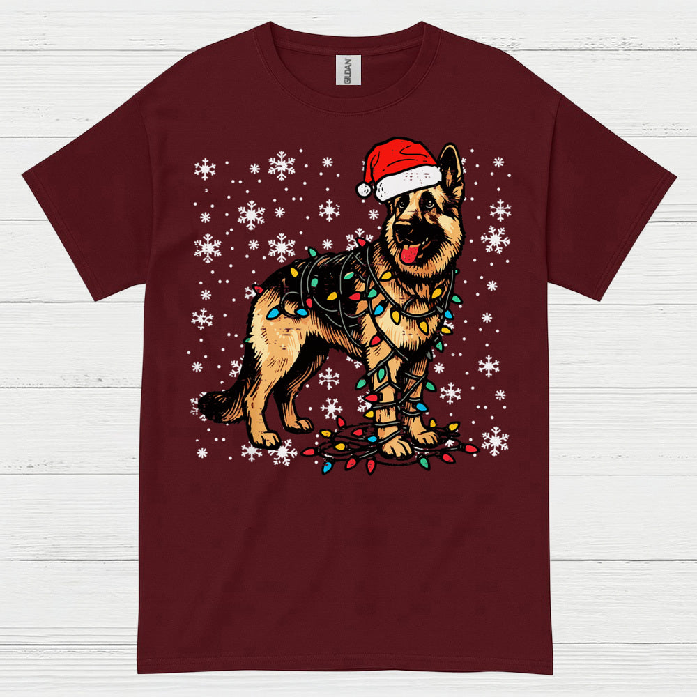 German Shepherd Christmas Lights T Shirt