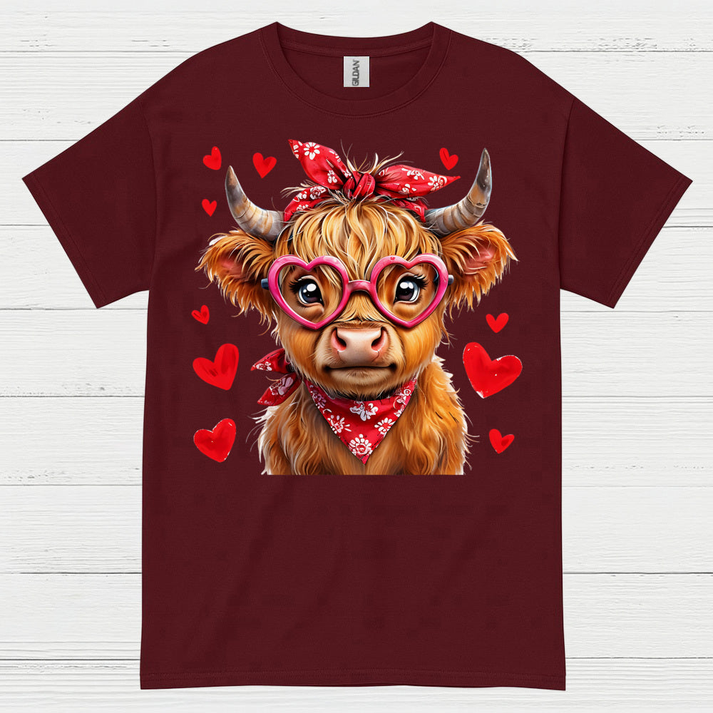 Cute Valentine Cow Heart Glasses T Shirt