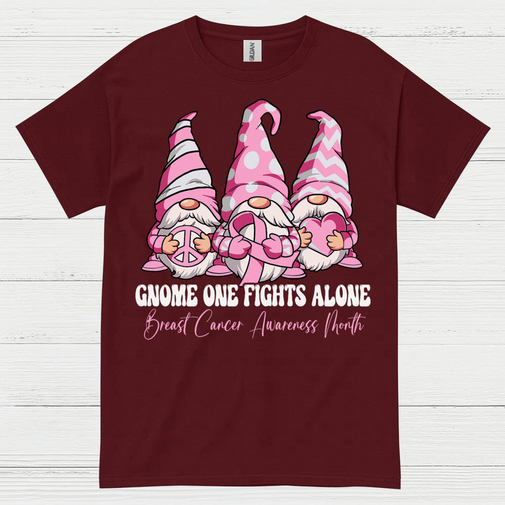 Gnome One Fights Alone Breast Cancer Awareness T Shirt