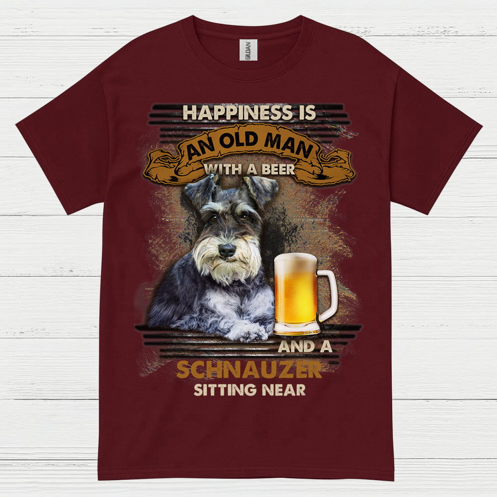 Happiness Is Schnauzer And Beer Funny T Shirt