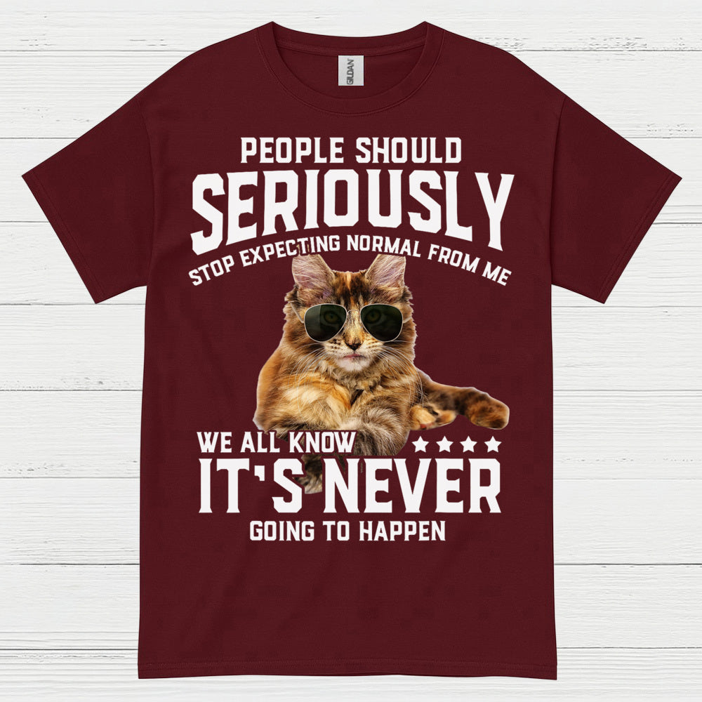 Stop Expecting Normal Cat Humor T Shirt