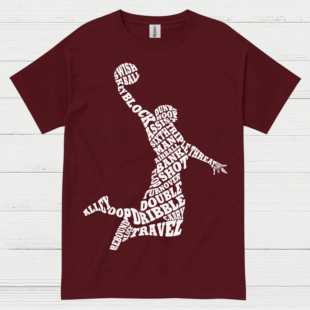 Basketball Word Art Dunk Silhouette T Shirt