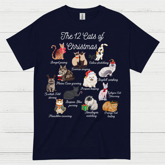 12 Cats of Christmas Cat Holiday T Shirt