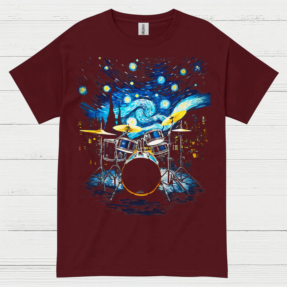 Drum Set Starry Night Art T Shirt