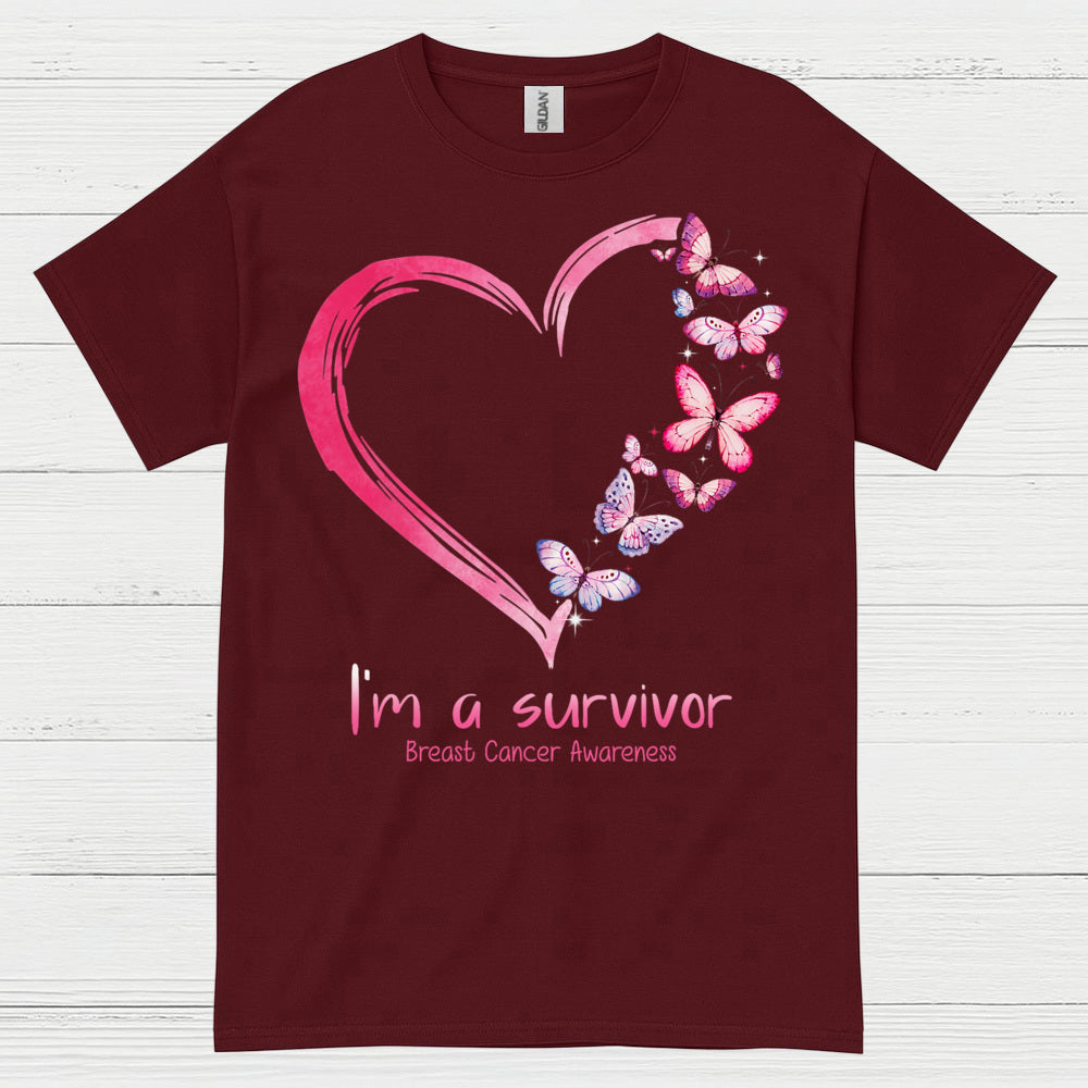 Breast Cancer Survivor Butterfly Heart T Shirt