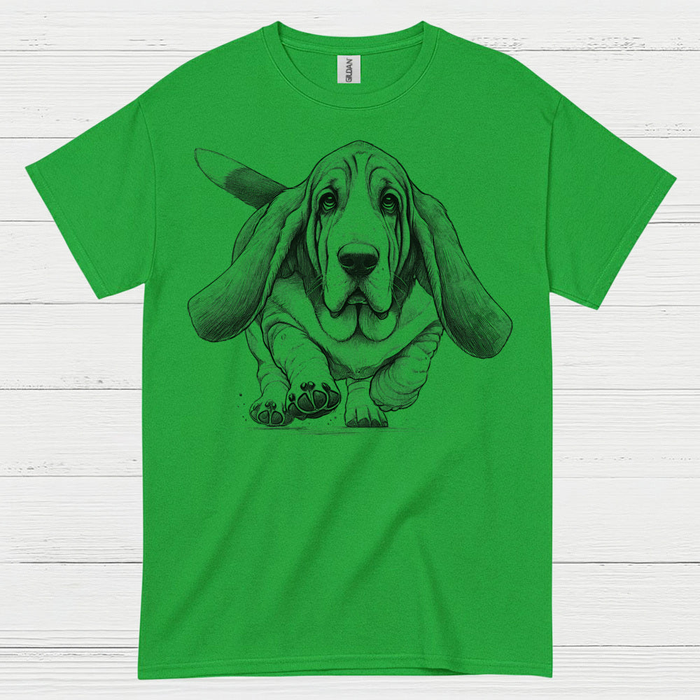 Cute Basset Hound Sketch Art T Shirt